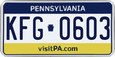 PA license plate KFG0603