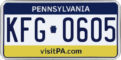 PA license plate KFG0605
