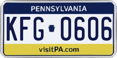 PA license plate KFG0606