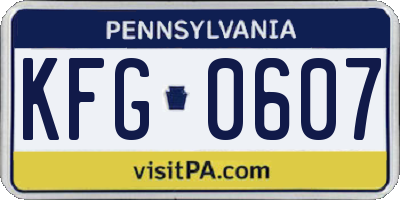 PA license plate KFG0607