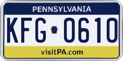 PA license plate KFG0610
