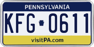 PA license plate KFG0611