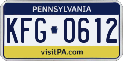 PA license plate KFG0612