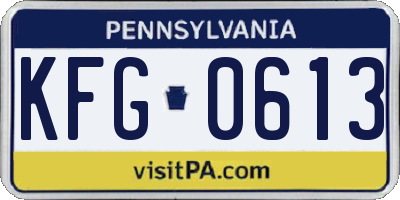 PA license plate KFG0613