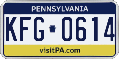 PA license plate KFG0614