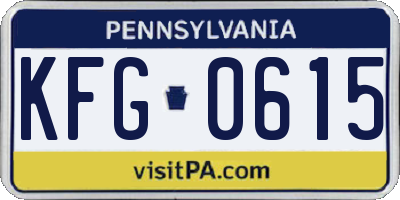 PA license plate KFG0615