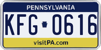 PA license plate KFG0616