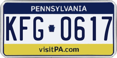 PA license plate KFG0617