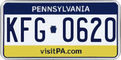 PA license plate KFG0620