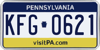 PA license plate KFG0621
