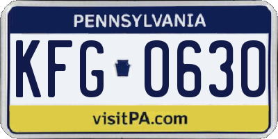 PA license plate KFG0630