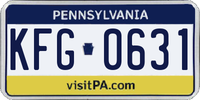 PA license plate KFG0631