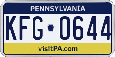 PA license plate KFG0644