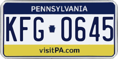 PA license plate KFG0645