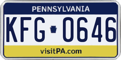 PA license plate KFG0646