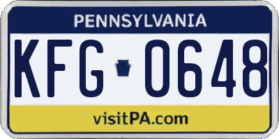 PA license plate KFG0648