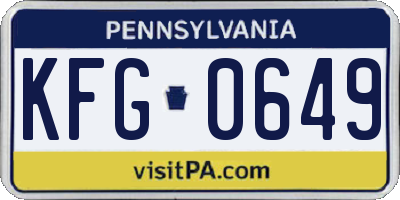 PA license plate KFG0649