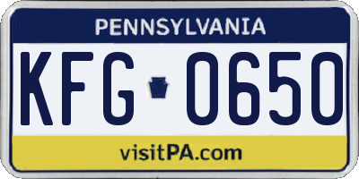 PA license plate KFG0650