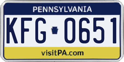 PA license plate KFG0651