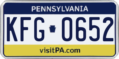 PA license plate KFG0652