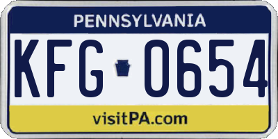 PA license plate KFG0654