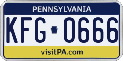 PA license plate KFG0666