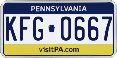 PA license plate KFG0667