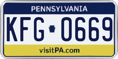 PA license plate KFG0669