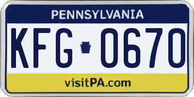 PA license plate KFG0670