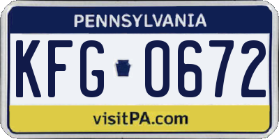 PA license plate KFG0672