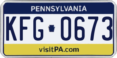 PA license plate KFG0673