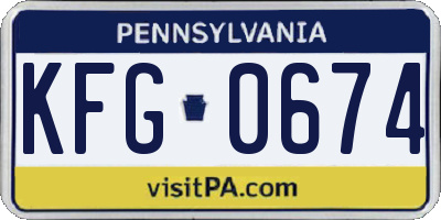 PA license plate KFG0674