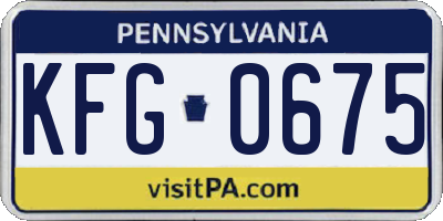 PA license plate KFG0675