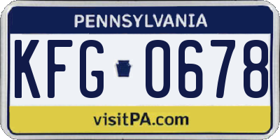 PA license plate KFG0678