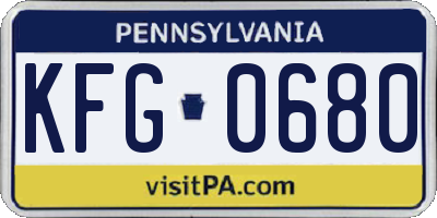PA license plate KFG0680