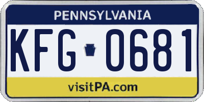 PA license plate KFG0681