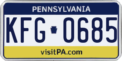 PA license plate KFG0685