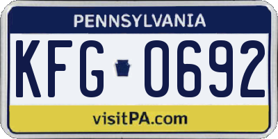 PA license plate KFG0692