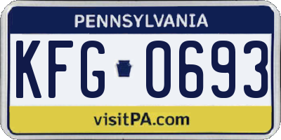 PA license plate KFG0693