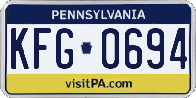 PA license plate KFG0694
