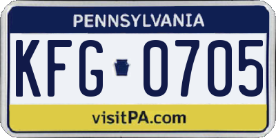 PA license plate KFG0705