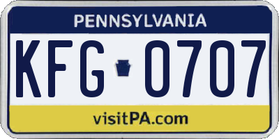 PA license plate KFG0707