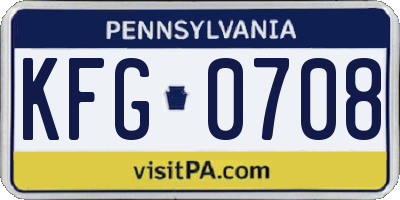 PA license plate KFG0708