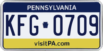 PA license plate KFG0709