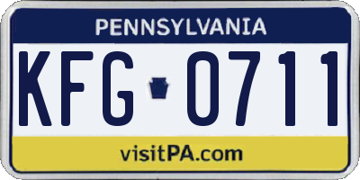 PA license plate KFG0711