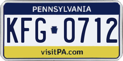 PA license plate KFG0712