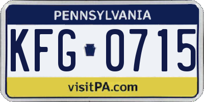 PA license plate KFG0715