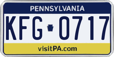 PA license plate KFG0717