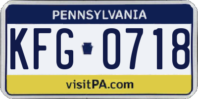 PA license plate KFG0718