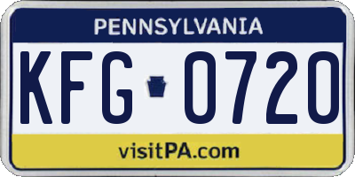 PA license plate KFG0720